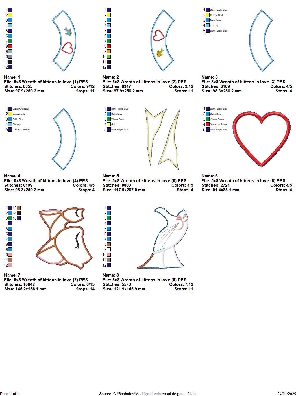 Kittens in Love Wreath - ITH Project - Machine Embroidery Design