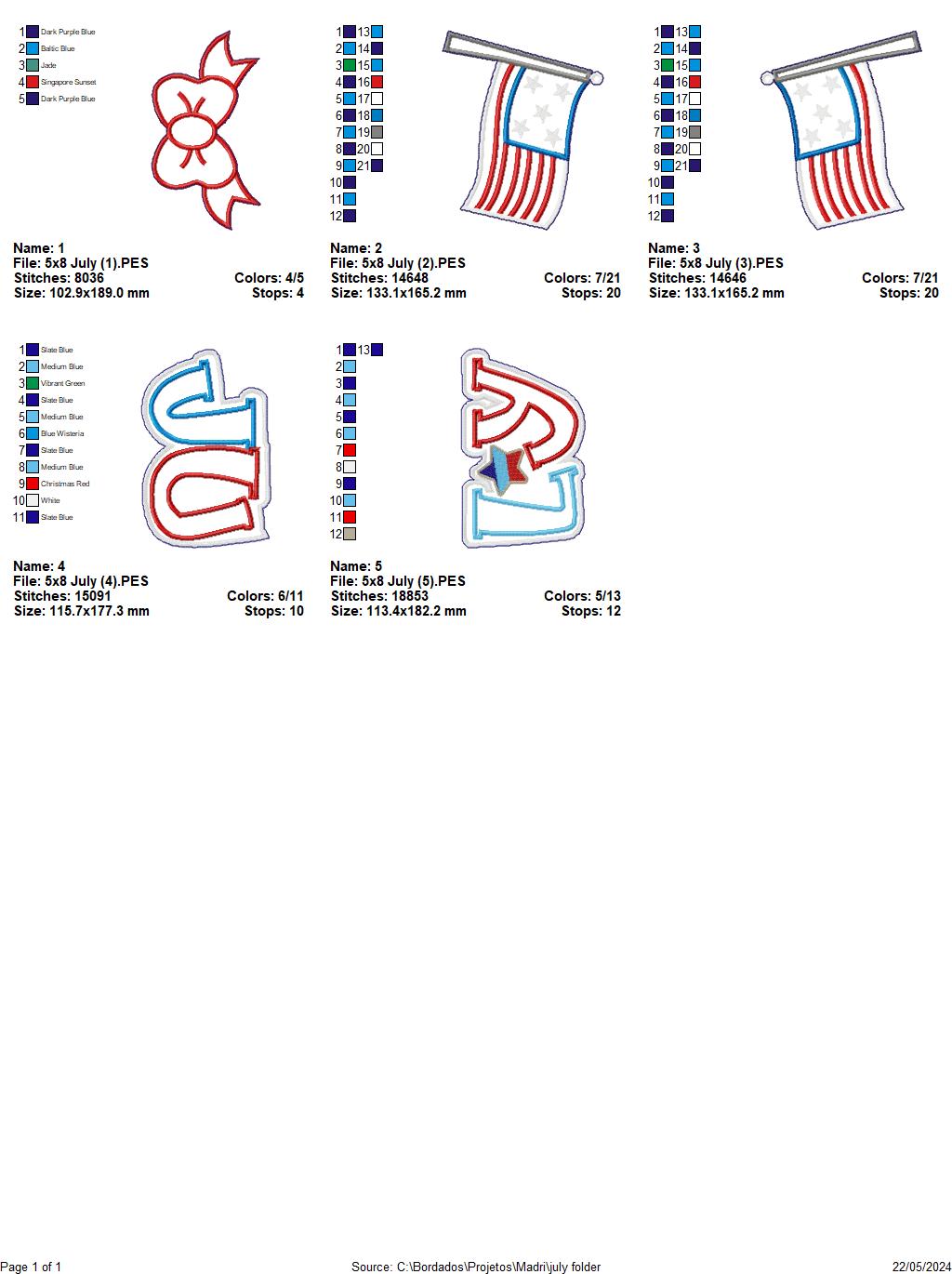 4th of July Cute   - ITH Project - Machine Embroidery Design