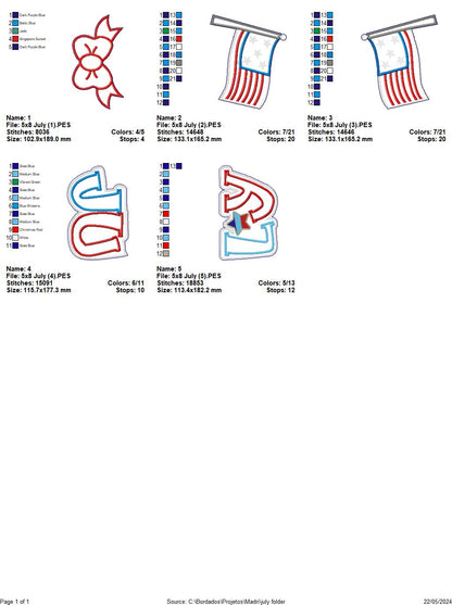 4th of July Cute   - ITH Project - Machine Embroidery Design