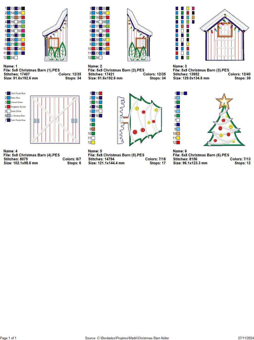 Christmas Barn - ITH Project - Machine Embroidery Design