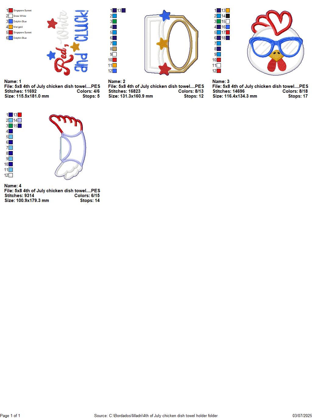 Red, White and Cluck Chicken Towel Holder – ITH Project – Machine Embroidery Design 🐔🎇