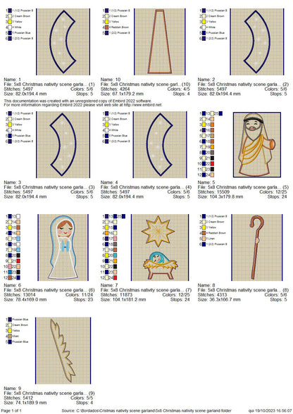 Christmas Nativity Wreath - ITH Project - Machine Embroidery Design