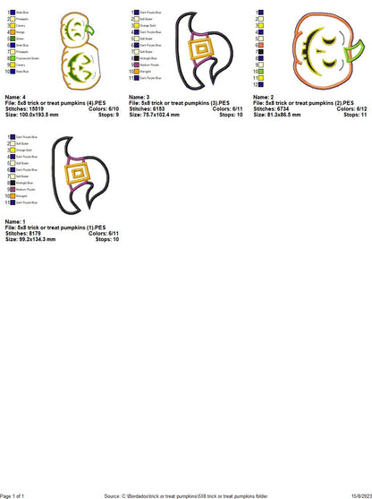 Trick or Treat Pumpkins - ITH Project - Machine Embroidery Design