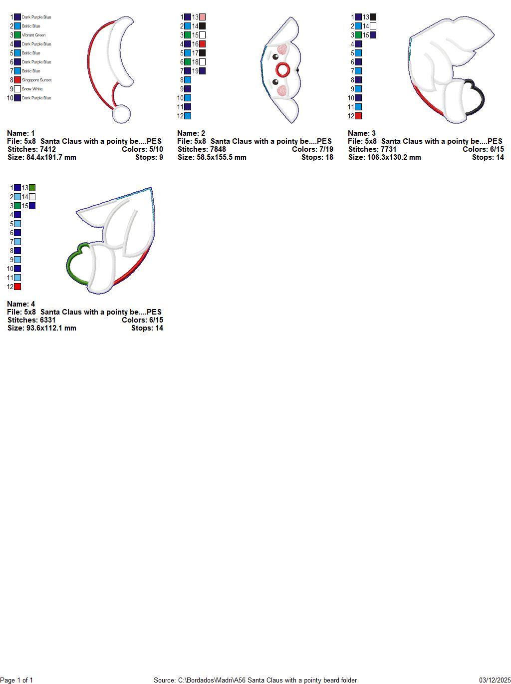 Cute Christmas Santa with a Pointy Beaard – ITH Project – Machine Embroidery Design