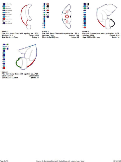 Cute Christmas Santa with a Pointy Beaard – ITH Project – Machine Embroidery Design