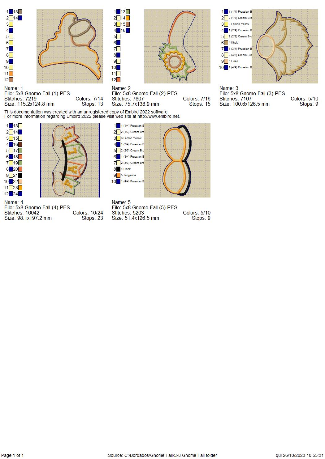Gnome Fall - ITH Project - Machine Embroidery Design