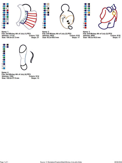 Mickey 4th of July - ITH Project - Machine Embroidery Design