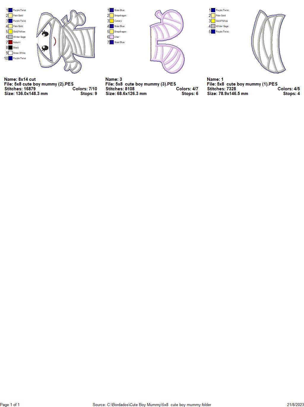 Cute Mummy Boy for Halloween - ITH Project - Machine Embroidery Design