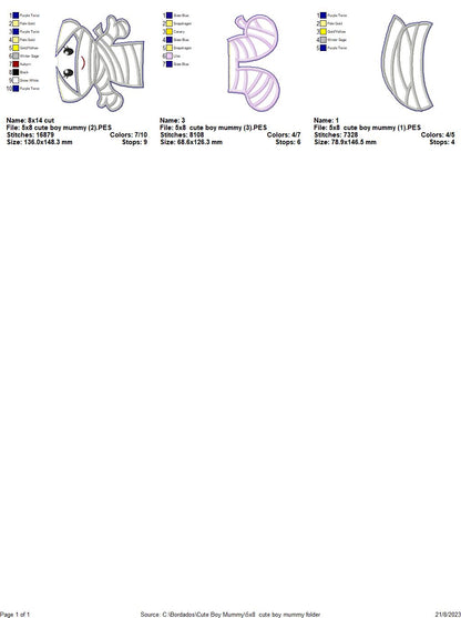 Cute Mummy Boy for Halloween - ITH Project - Machine Embroidery Design