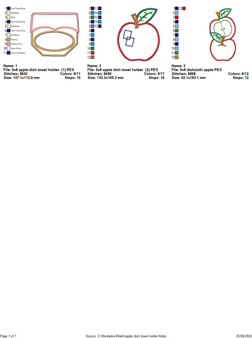 Red Apples Towel Holder – ITH Project – Machine Embroidery Design