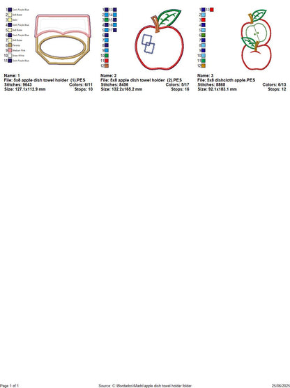 Red Apples Towel Holder – ITH Project – Machine Embroidery Design