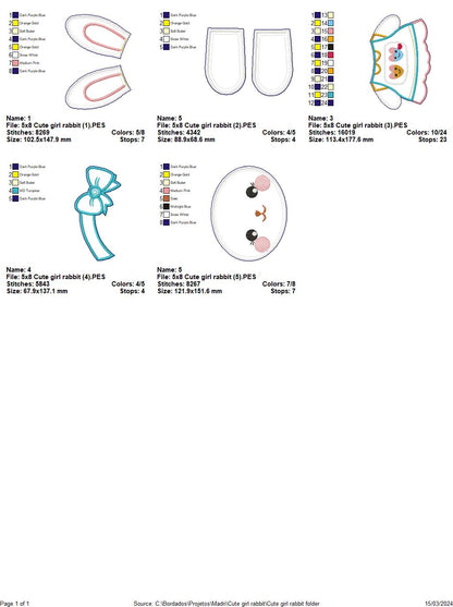 Cute Girl Rabbit - ITH Project - Machine Embroidery Design
