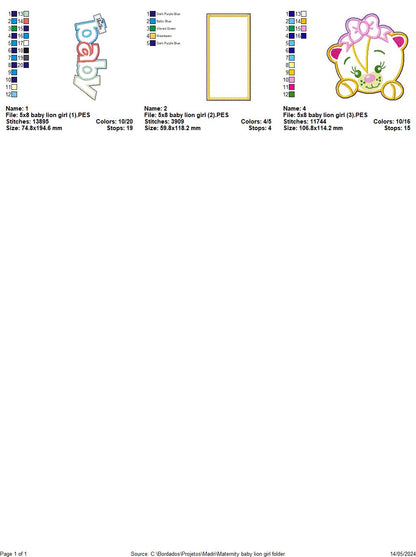 Nursery Baby Lion Girl - ITH Project - Machine Embroidery Design