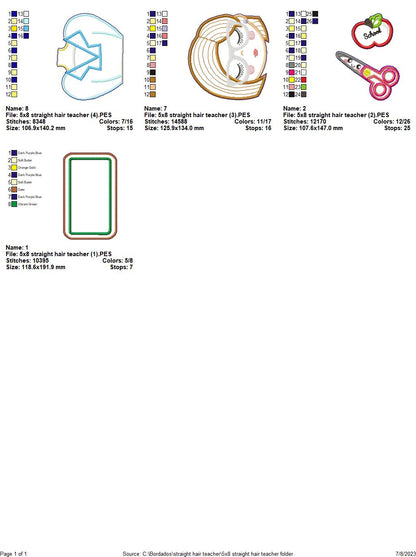 Straight Hair Teacher - ITH Project - Machine Embroidery Design