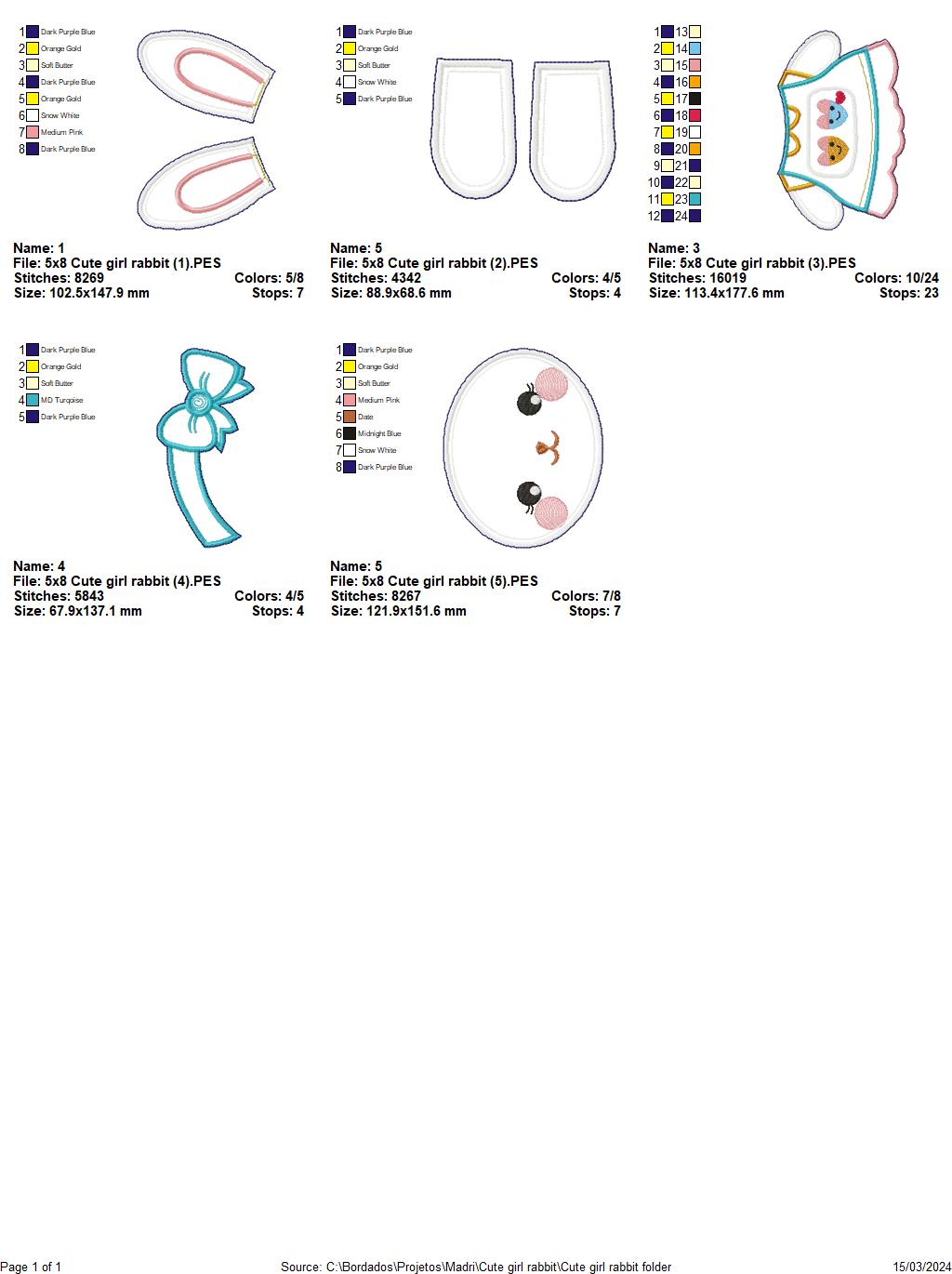 Rabbits Cute Couple - ITH Project - Machine Embroidery Design