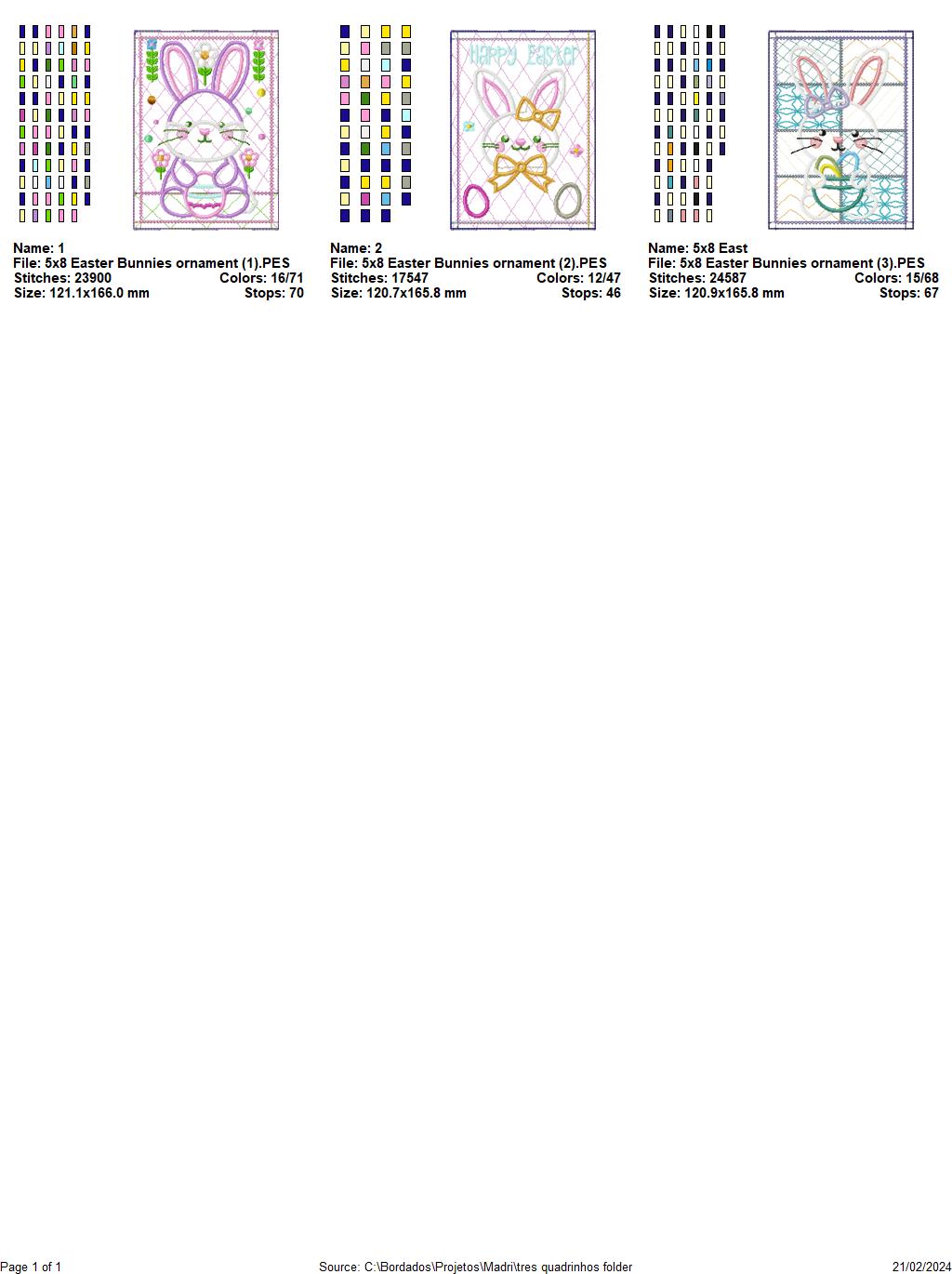 Easter Bunnies Ornament - ITH Project - Machine Embroidery Design