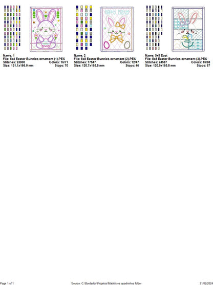 Easter Bunnies Ornament - ITH Project - Machine Embroidery Design