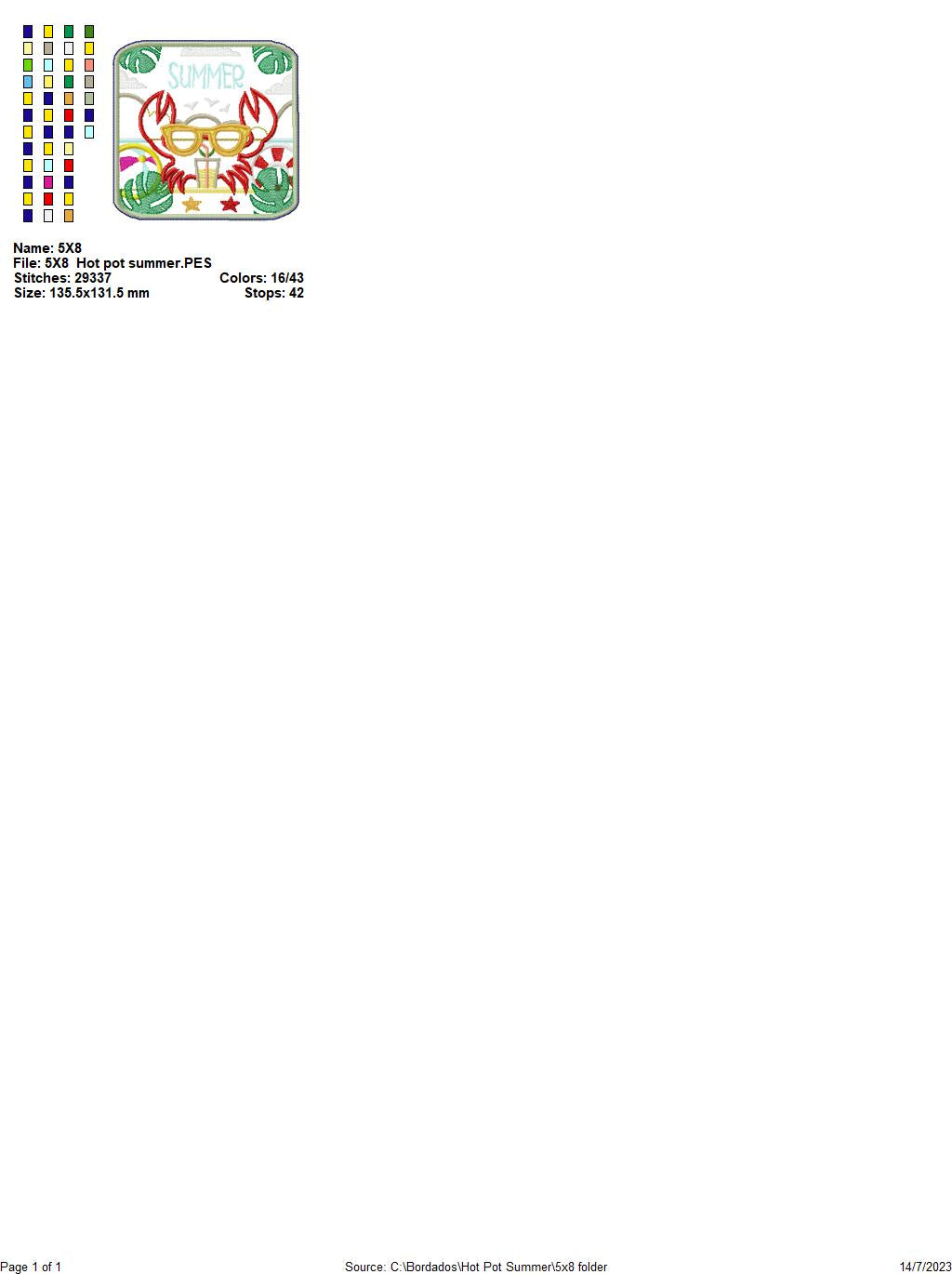 Stylish Crab Mug Rug - ITH Project - Machine Embroidery Design