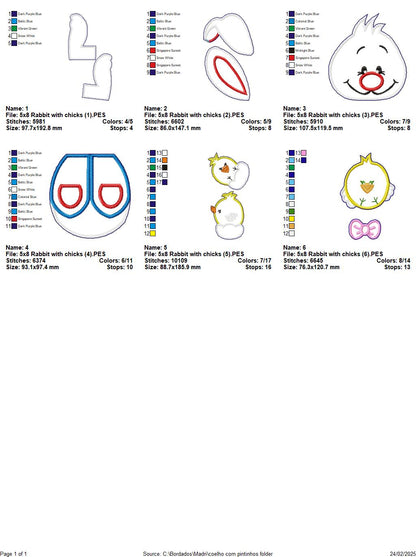 Bunny with Chicks - ITH Project - Machine Embroidery Design