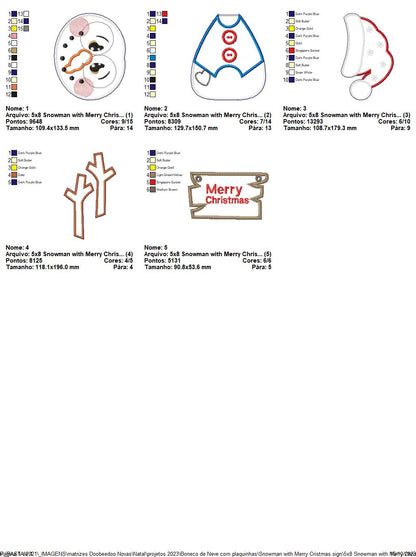 Snowman with Merry Cristmas Sign - ITH Project - Machine Embroidery Design