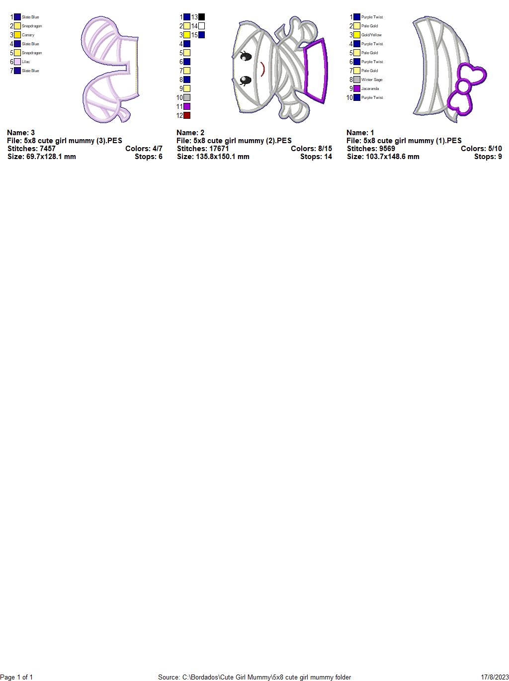Mummies Kids Halloween Set - ITH Project - Machine Embroidery Design
