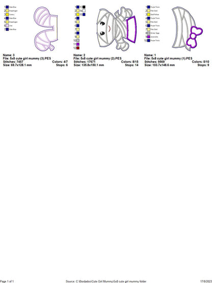 Mummies Kids Halloween Set - ITH Project - Machine Embroidery Design