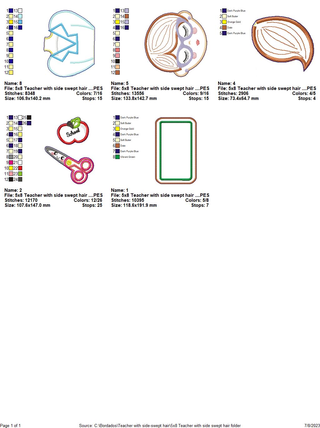 Teacher with Ponytail - ITH Project - Machine Embroidery Design