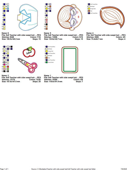Teacher with Ponytail - ITH Project - Machine Embroidery Design