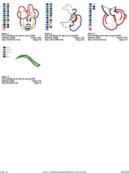 Minnie 4th of July - ITH Project - Machine Embroidery Design