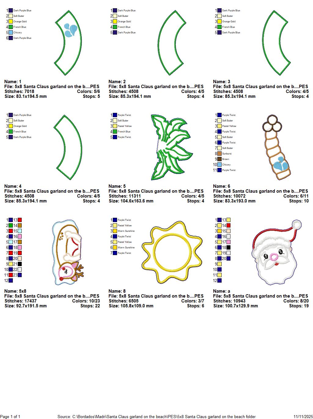 Tropical Santa Claus Christmas Wreath - ITH Project - Machine Embroidery Design