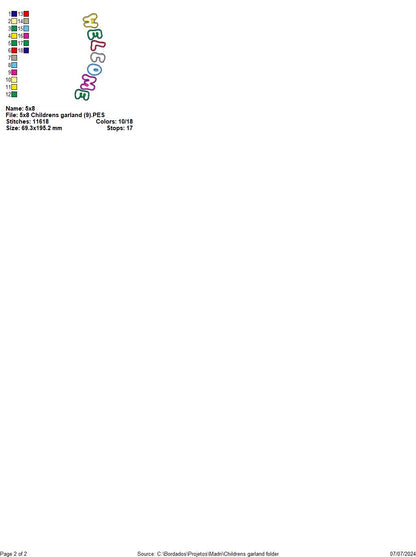 Back to School Children's Garland - ITH Project - Machine Embroidery Design