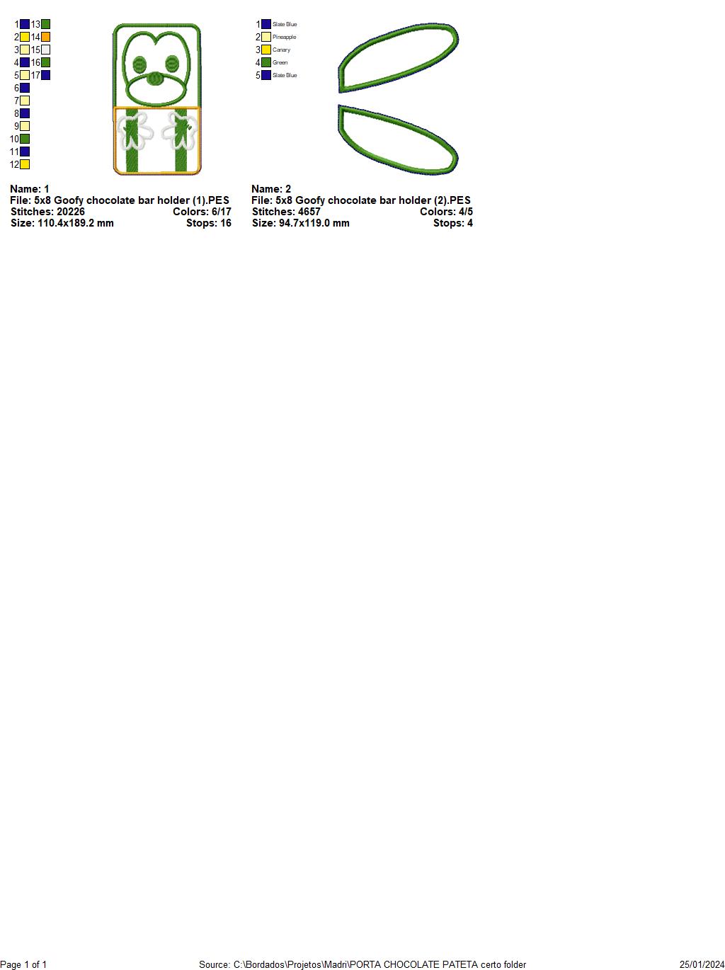 Goofy Chocolate Bar Holder - ITH Project - Machine Embroidery Design