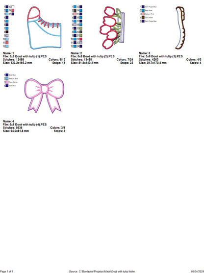 Tulip boots Spring - ITH Project - Machine Embroidery Design