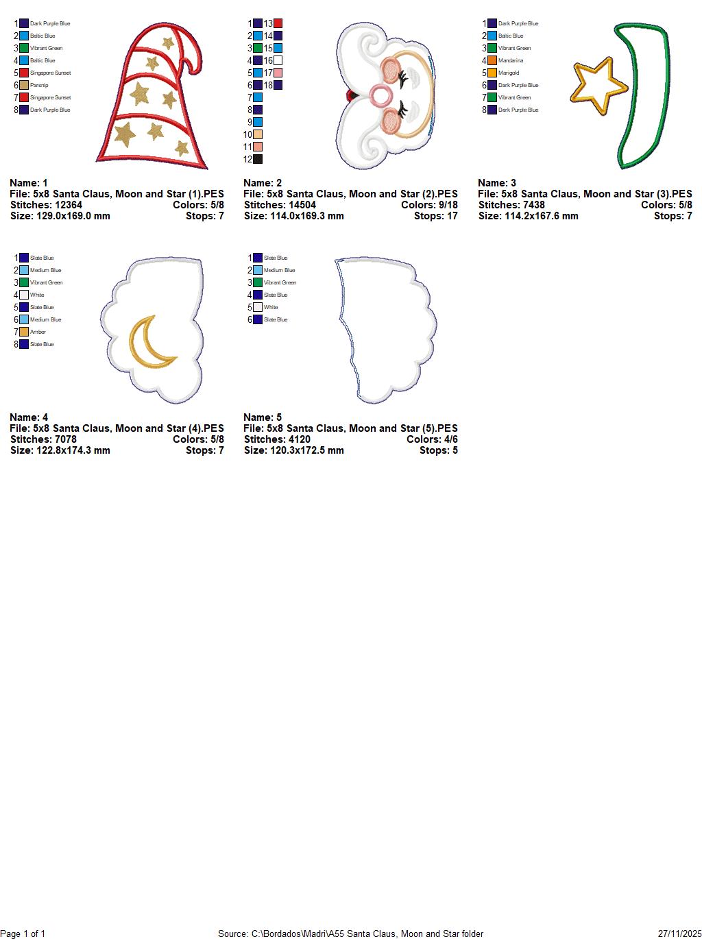 Santa Claus with Moon and Star – ITH Project – Machine Embroidery Design