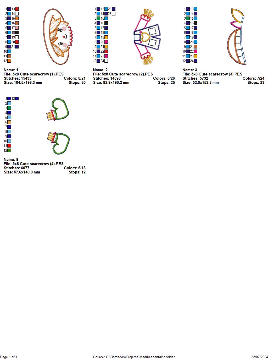 Cute Scarecrow  - ITH Project - Machine Embroidery Design