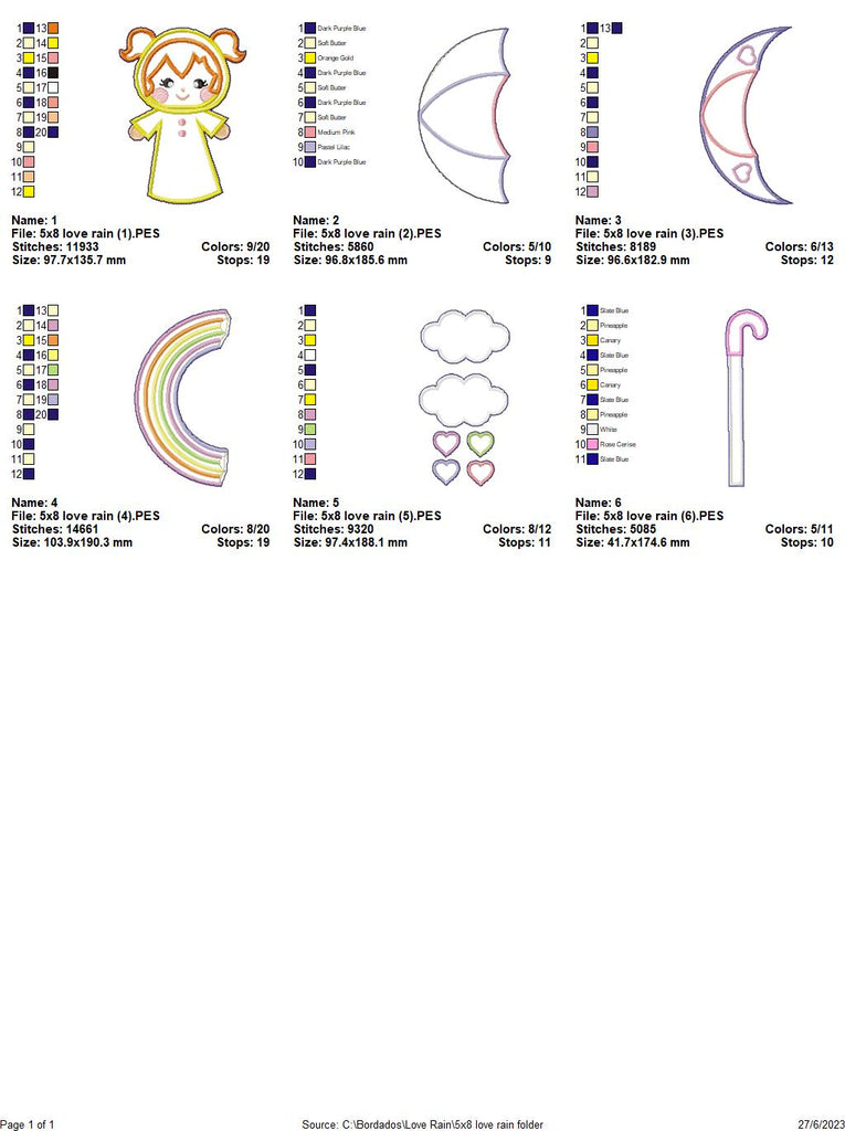 Raining Love Nursery Door Ornament - ITH Project - Machine Embroidery Design