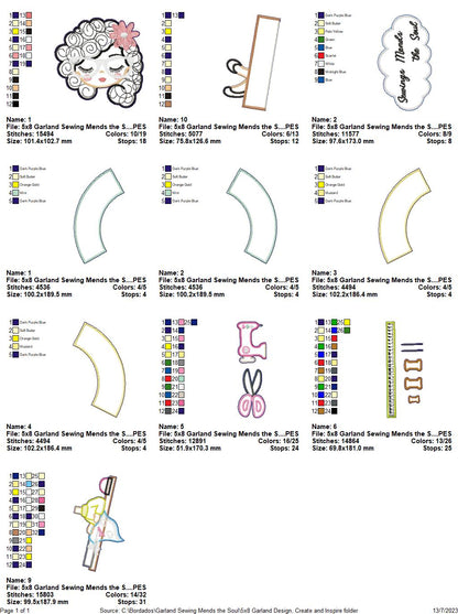 Sewing Mends the Soul Wreath - ITH Project - Machine Embroidery Design