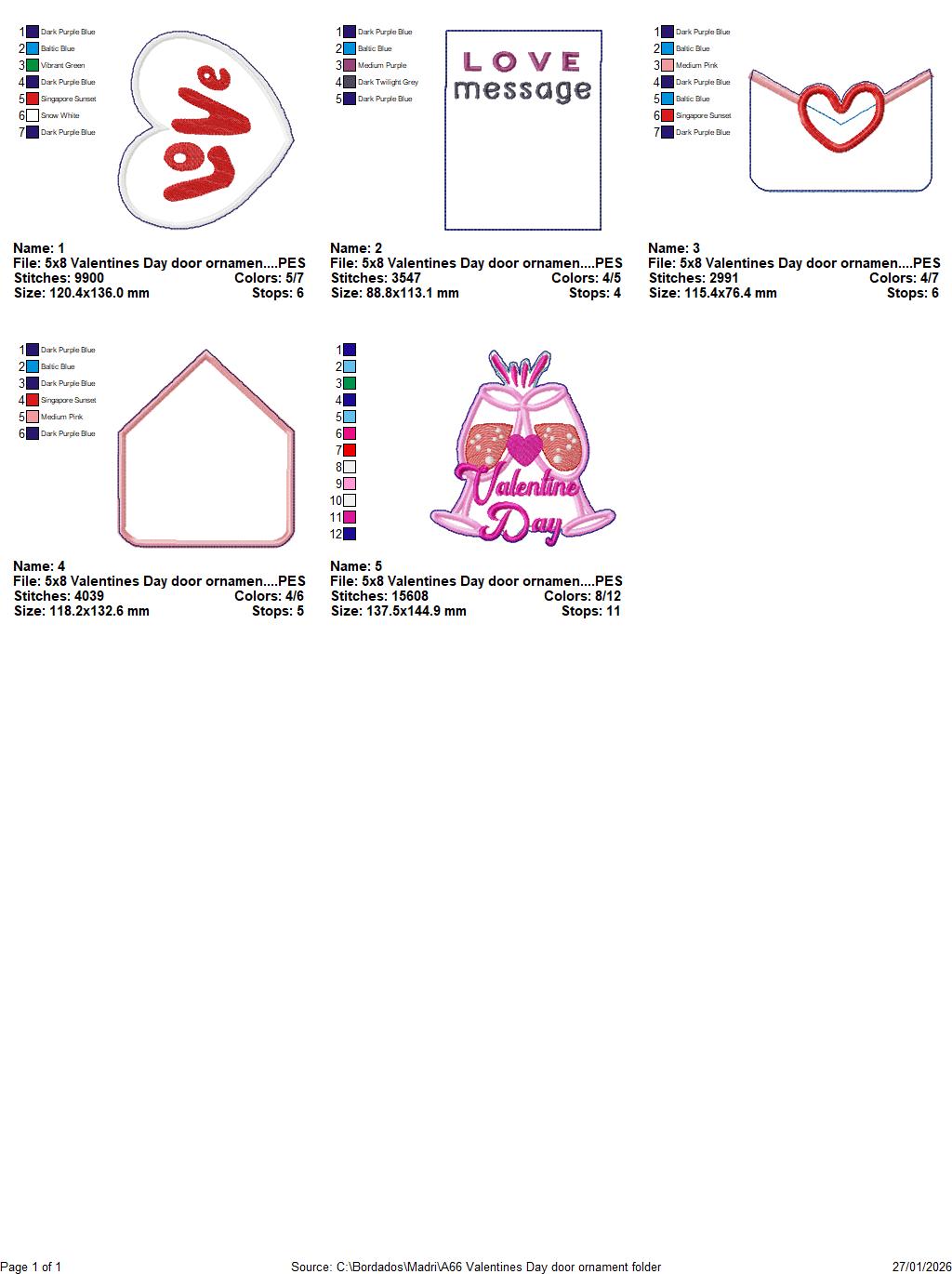 Valentine Love Hanging – ITH Project – Machine Embroidery Design