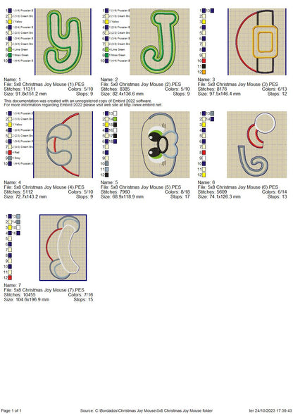 Christmas Mouse Joy - ITH Project - Machine Embroidery Design