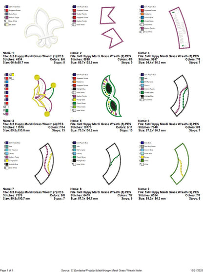 Mardi Gras Wreath - ITH Project - Machine Embroidery Design