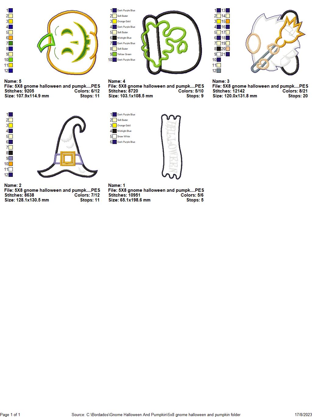 Gnome and Pumpkin Halloween - ITH Project - Machine Embroidery Design