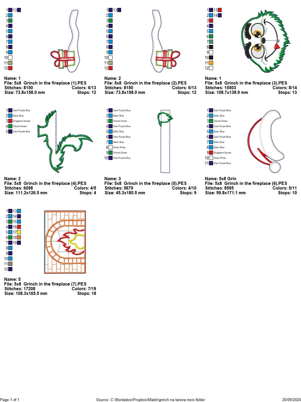 Grinch in the Fireplace - ITH Project - Machine Embroidery Design