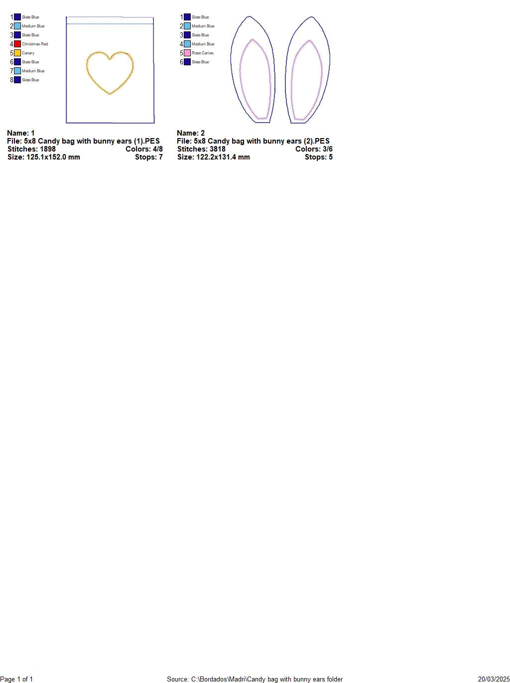 Candy bag with bunny ears   - ITH Project - Machine Embroidery Design