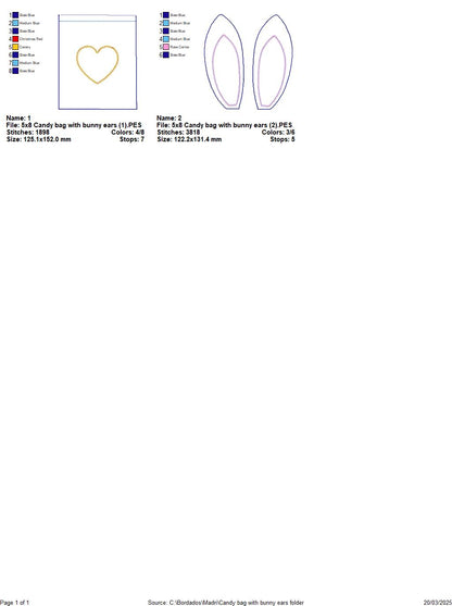 Candy bag with bunny ears   - ITH Project - Machine Embroidery Design