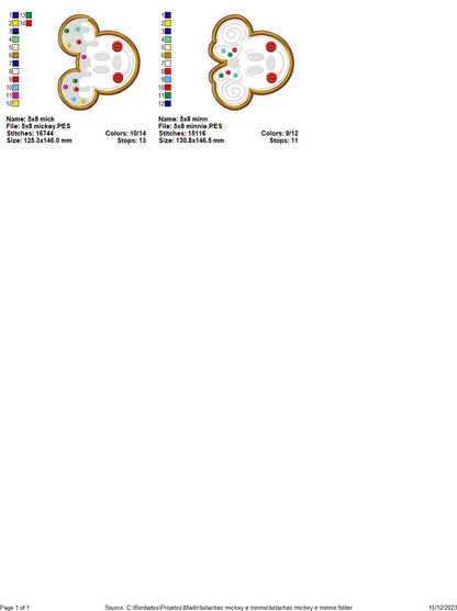 Gingerbread Mickey and Minnie Ornaments - ITH Project - Machine Embroidery Design