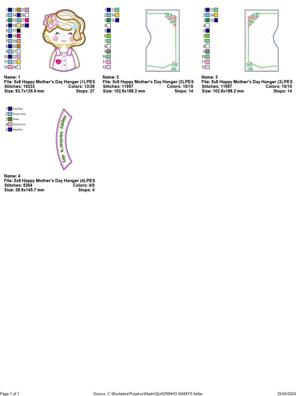 Happy Mother's Day Hanger - ITH Project - Machine Embroidery Design