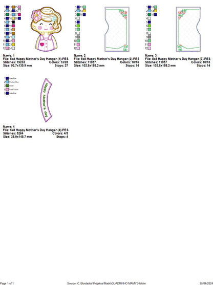 Happy Mother's Day Hanger - ITH Project - Machine Embroidery Design