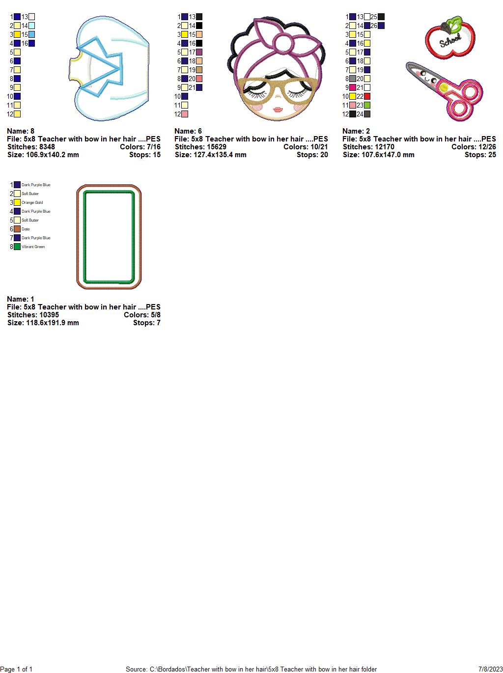 Teacher with Headband - ITH Project - Machine Embroidery Design