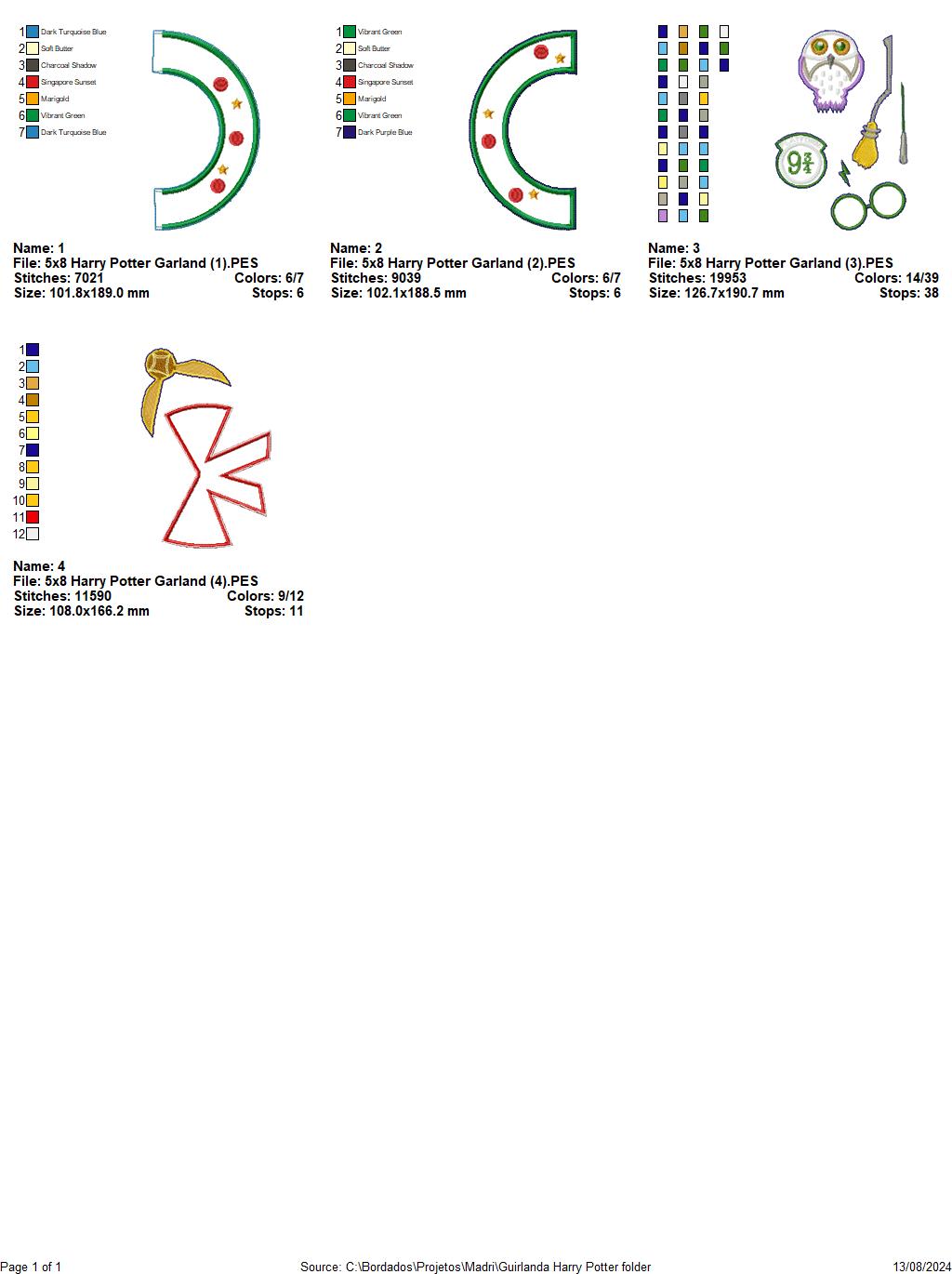 Harry Potter Wreath - ITH Project - Machine Embroidery Design