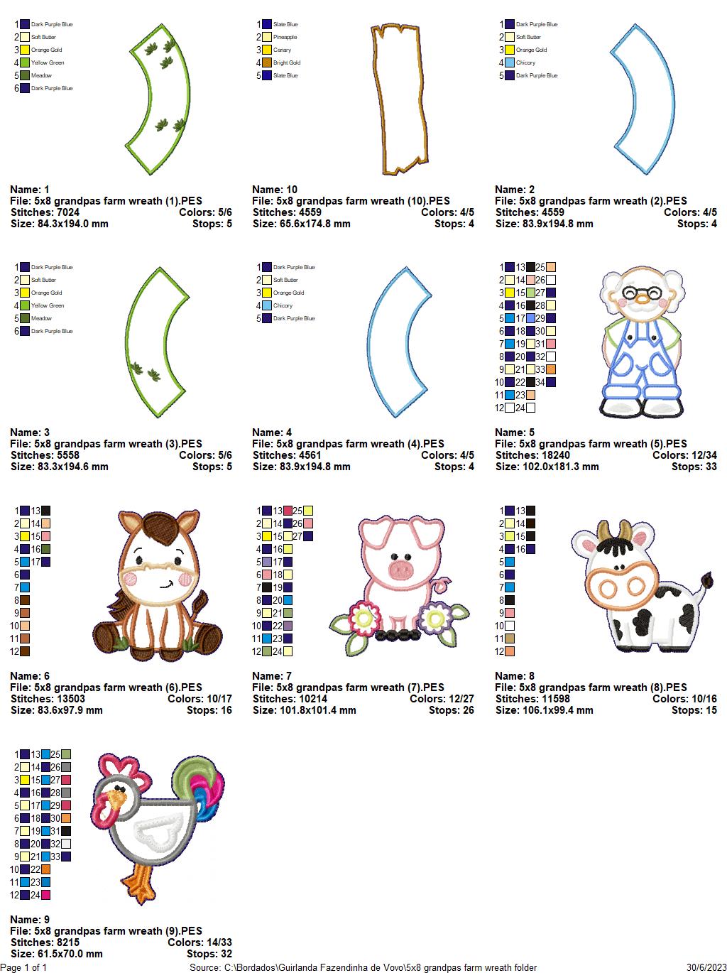 Grandpa's Farm Wreath - ITH Project - Machine Embroidery Design